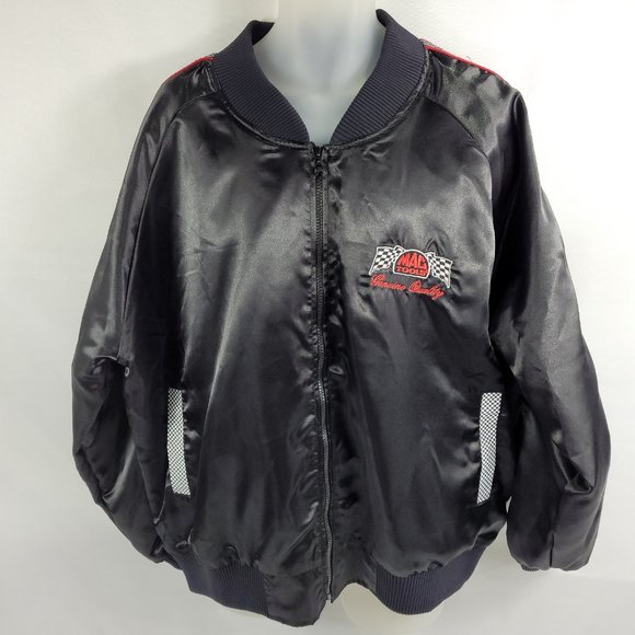 Mac Tools Light Jacket Vintage Black Satin Racing Full Zip Mens size Large - Picture 2 of 3